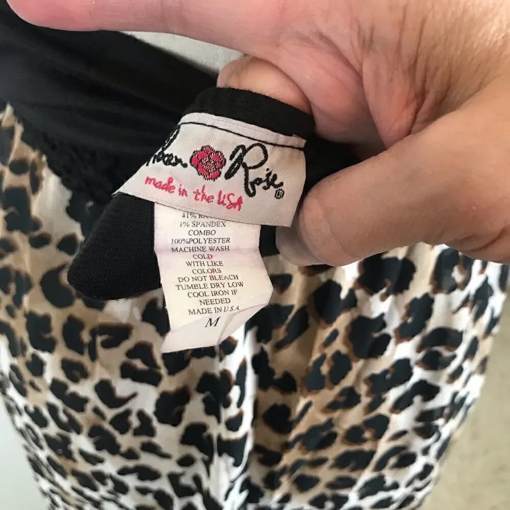 ‎Vintage Y2K strapless bow embellished belted Hi/low leopard print mini dress